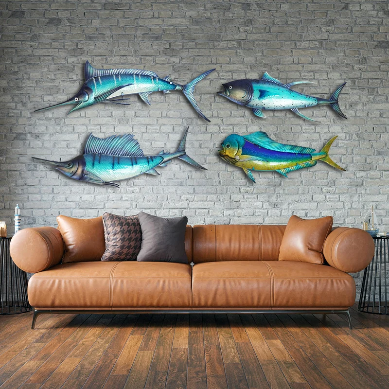 Eurocatch Thunfisch-Wanddekor-Set – 80 cm 3D Metall & Glas