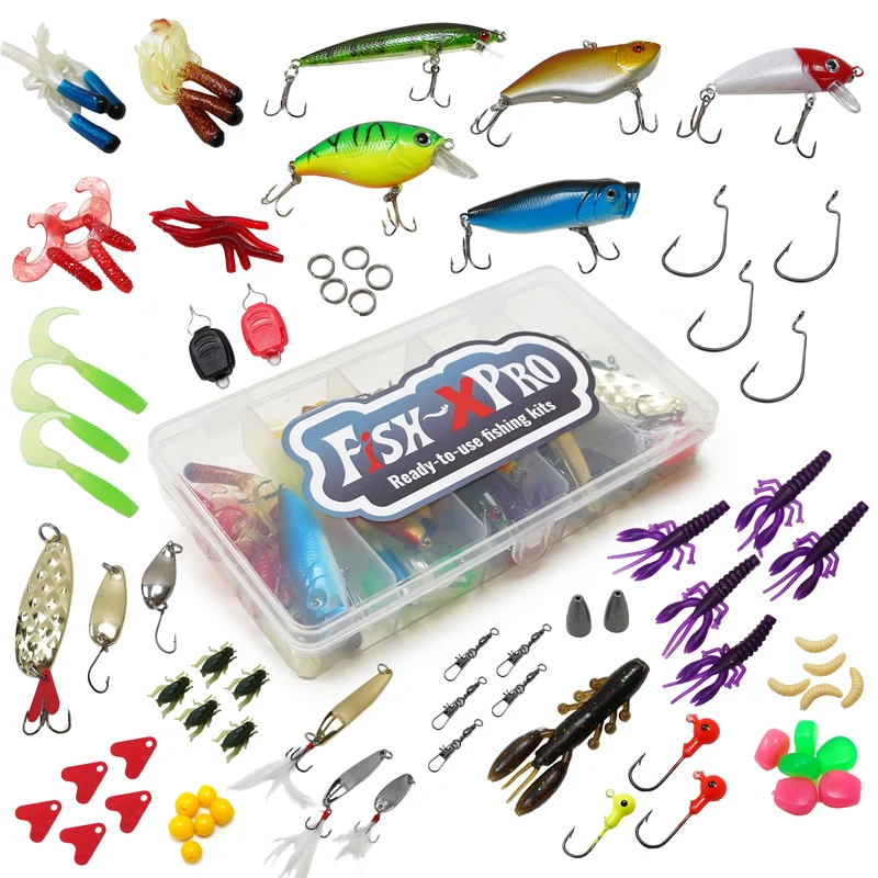 FISH-XPRO Raubfisch Köder Set 88-teilig mit Tacklebox für Hecht, Zander & Barsch
