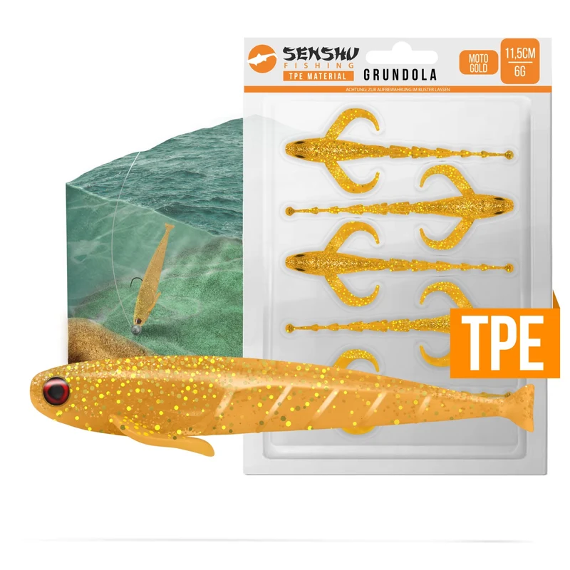 Senshu Grundel Kunstköder 11,5 cm – 5er Set für Raubfische