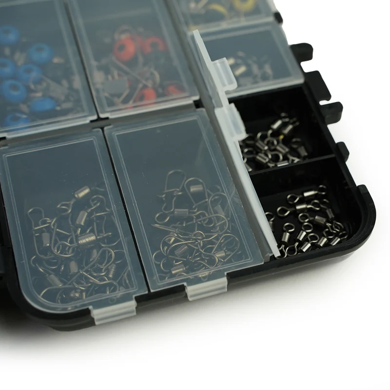FISH-XPRO Hook & Swivel Set – 177-teilig mit Haken, Wirbeln & Tacklebox