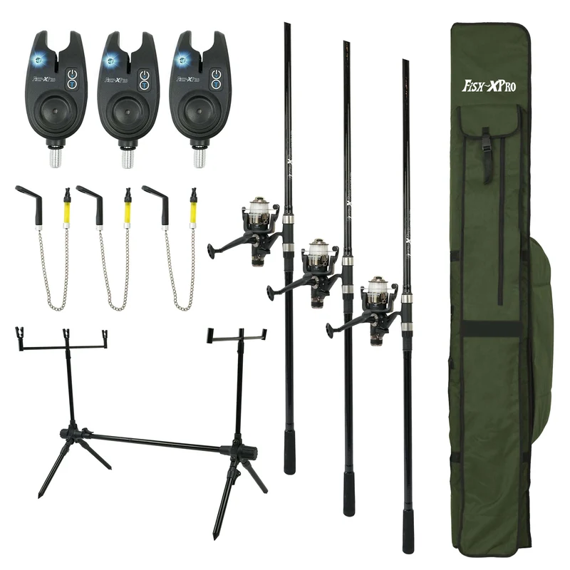 FISH-XPRO Karpfenset 3,60m – 3-Ruten Karpfen Komplettset