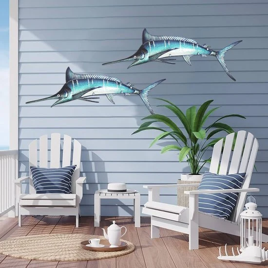 Eurocatch Marlin Wanddekoration 95cm 3D Metall & Glas Kunst
