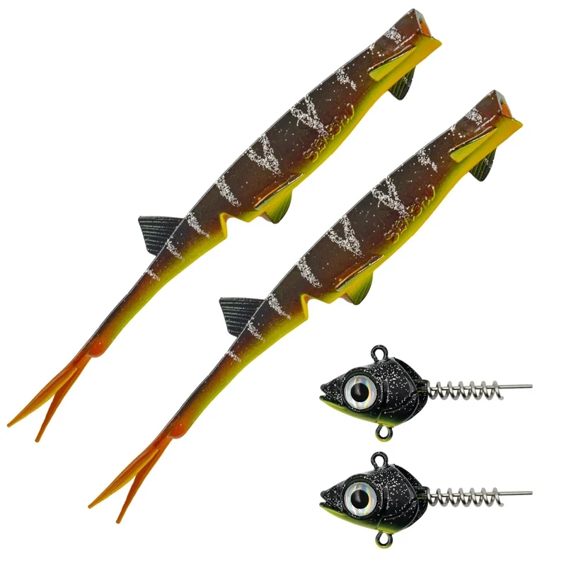 Senshu Pelaga Shad & Head Set – Profi Vertikalköder für Zander & Hecht – Pelagisch Angeln (16cm/24cm)