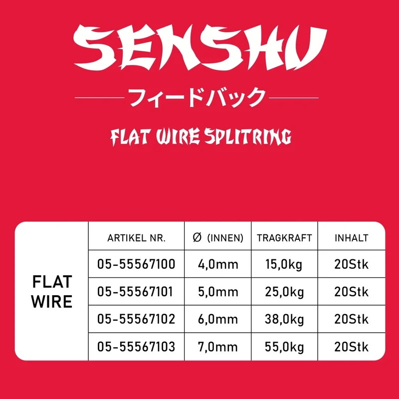 Senshu Splitring Flat – Edelstahl Sprengring flach für Kunstköder