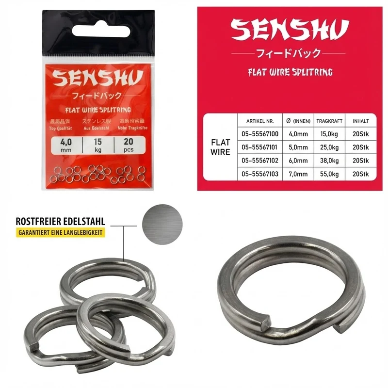 Senshu Splitring Round – Edelstahl Sprengring rund für Kunstköder