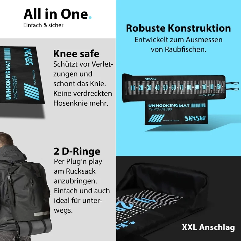 Senshu Measure Mat – Abhakmatte mit Maßband für Hecht, Zander & Barsch