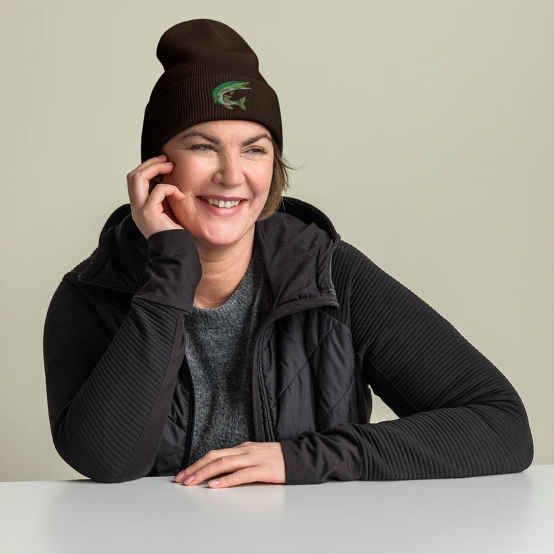 Beanie mit Hecht Stickerei