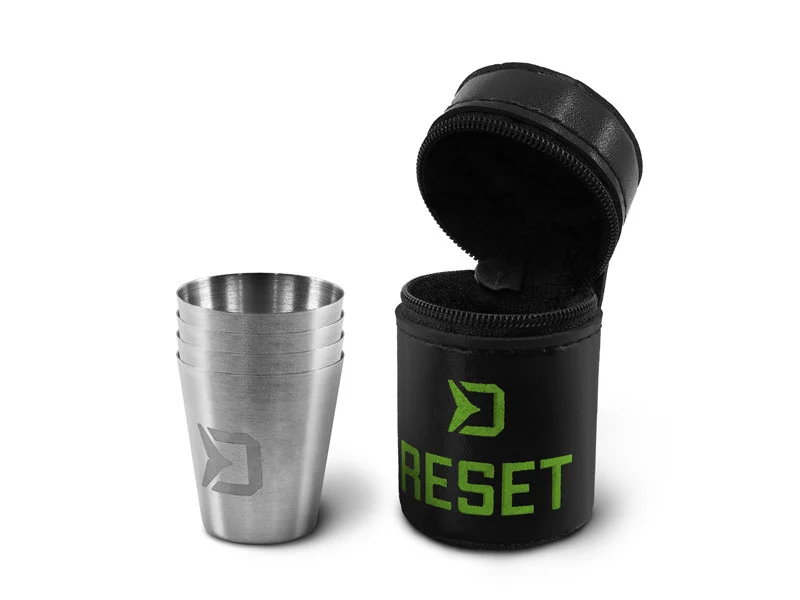 Delphin RESET 4in1 Edelstahlbecher-Set | Kompakt mit Etui | Outdoor & Camping