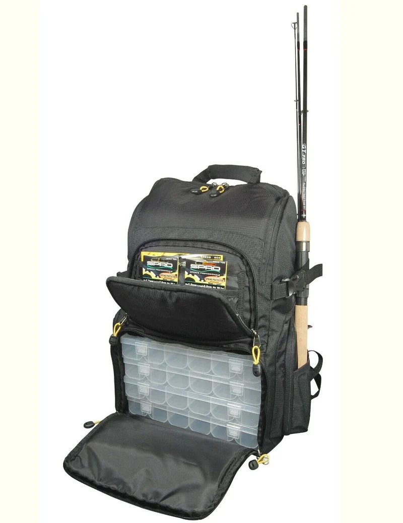 Spro Back Pack Rucksack incl. 4 Tackle Boxen Spinnrucksack Bag Angelrucksack